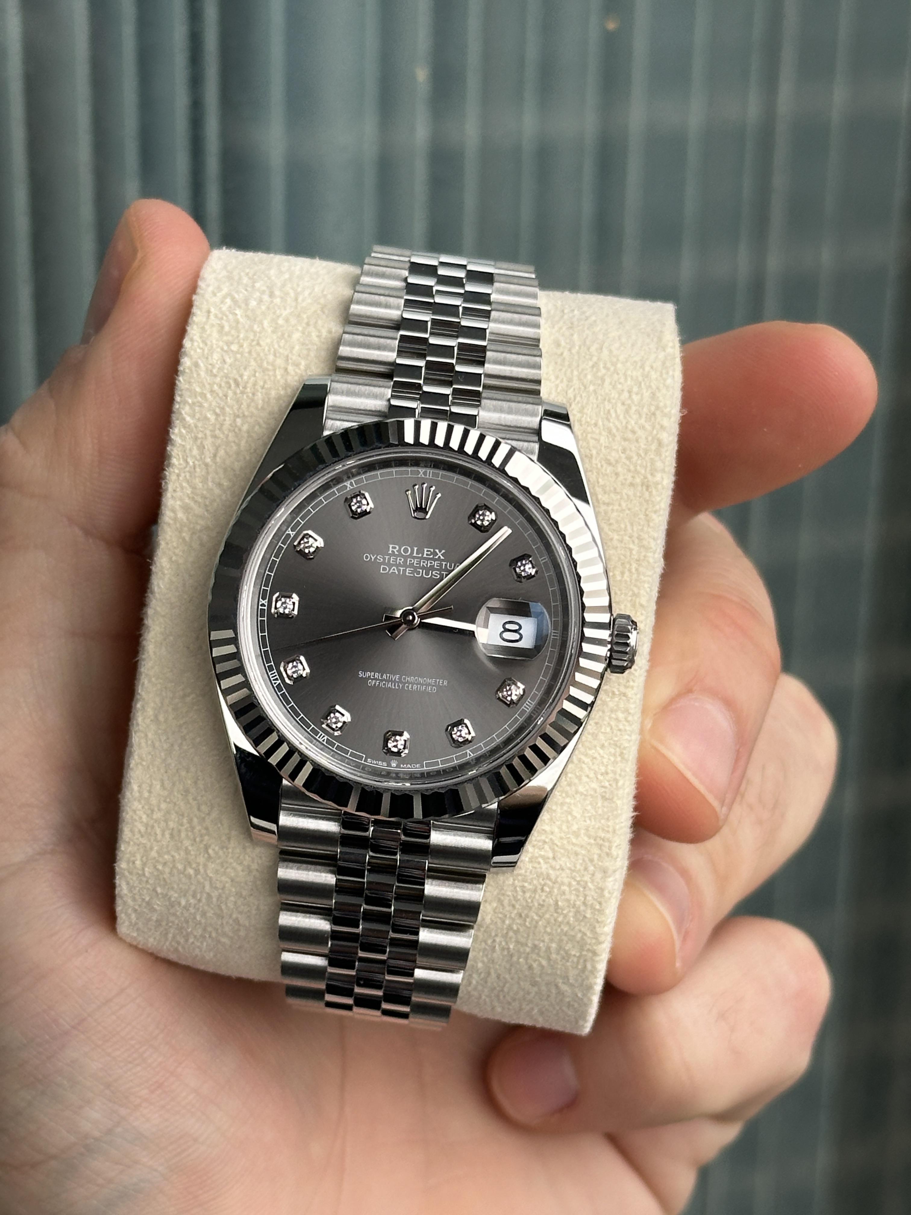 Rolex datejust 41 hot sale rhodium jubilee diamond