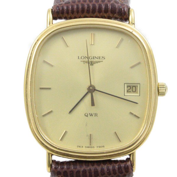 Used Longines QWR quartz men s watch Gold GP Not original belt L4