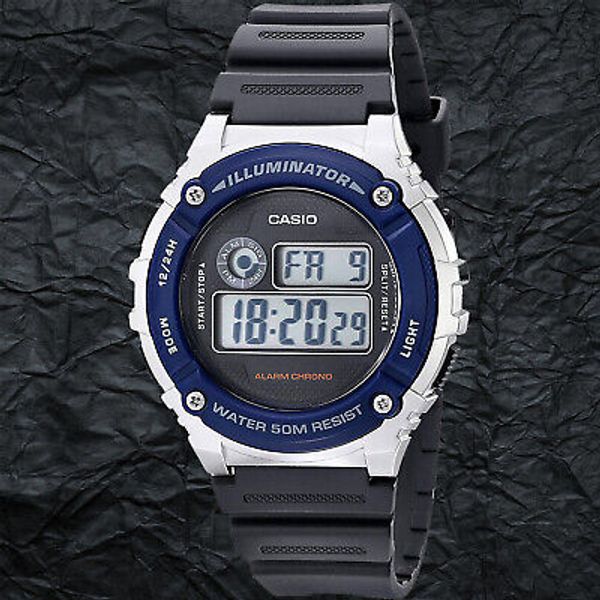 Casio W216H2AV Men's Black Resin 50M WR Watch LED Light Alarm