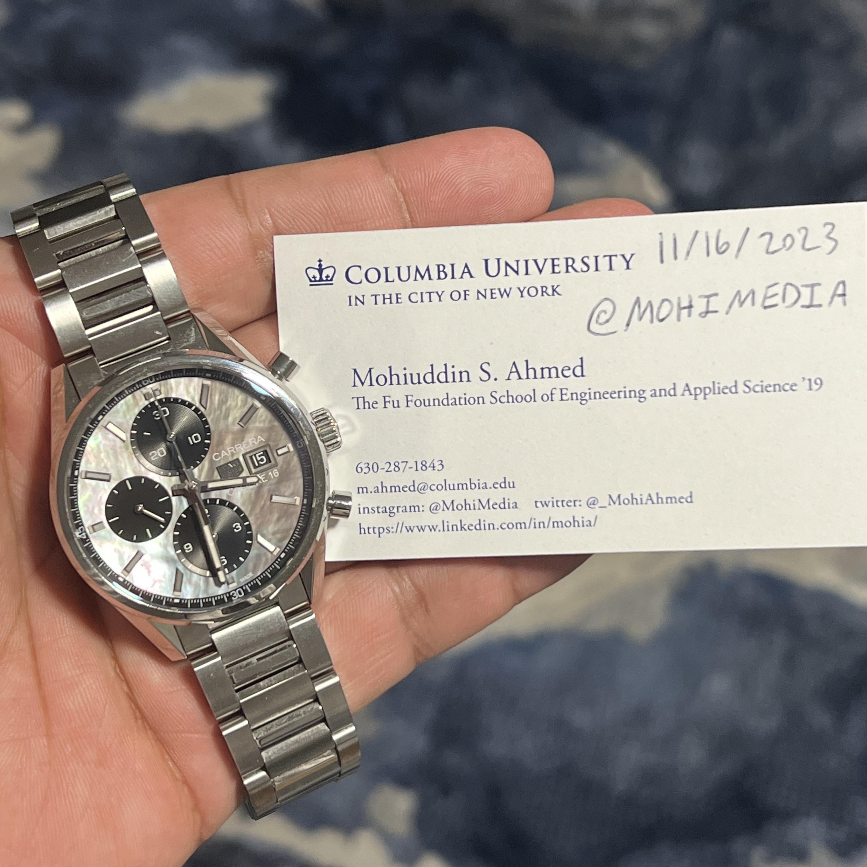 WTS 2020 TAG Heuer Carrera Calibre 16 41mm Black Mother of Pearl