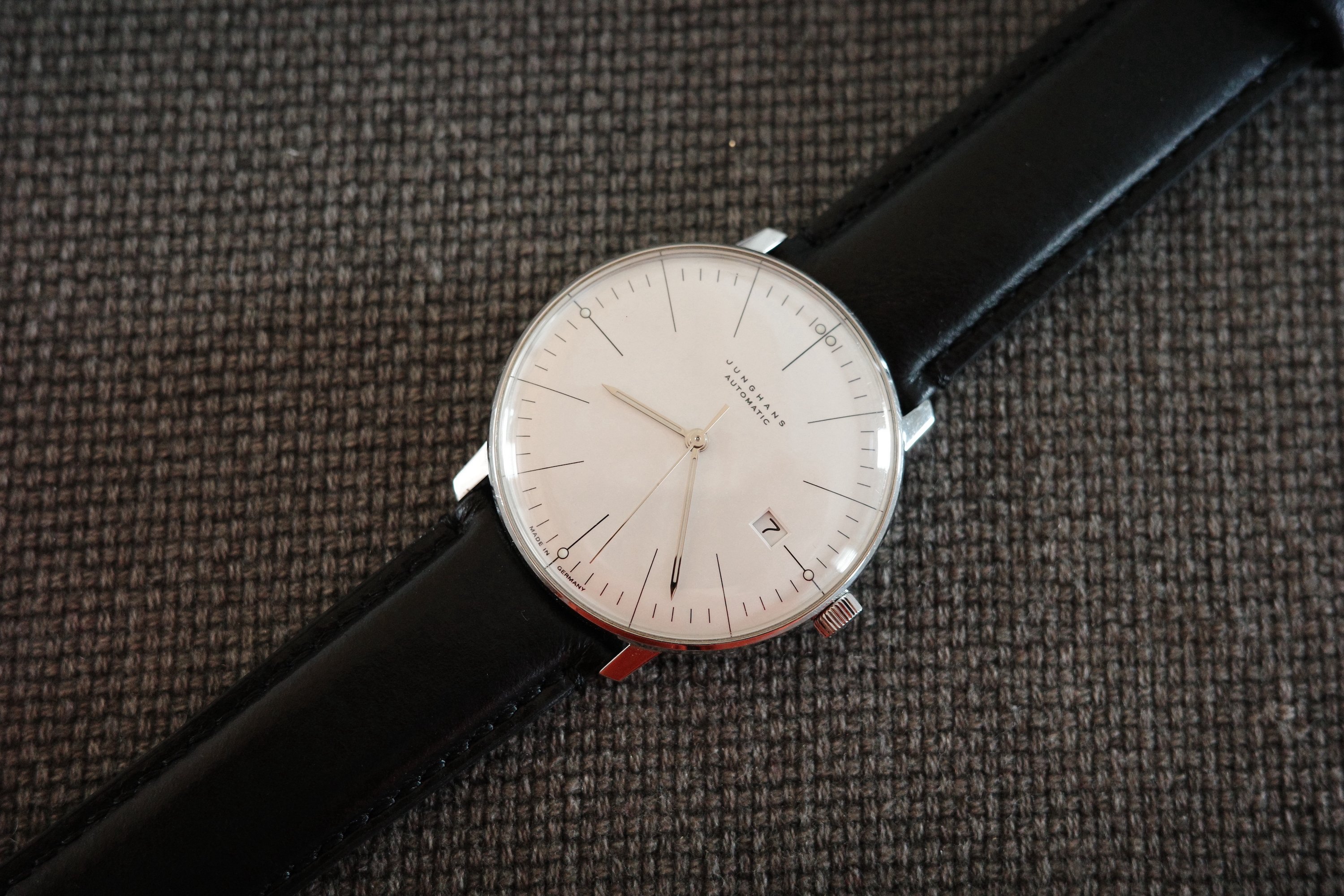 Junghans Max Bill 27.4002 automatic white dial date 38mm