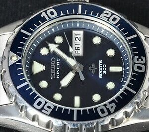 完動美品 SEIKO KINETIC DIVER 200m 5M43-0A40 Rare Vintage Seiko 5M43-0A40 Pepsi Bezel Kinetic Sports