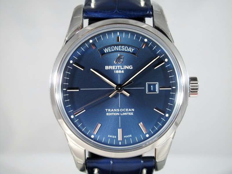 Collectors Market - SOLD: Breitling Transocean Day & Date ''Aurora  Blue'' Limited 1000