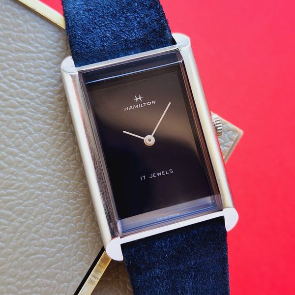 Hamilton Tank Watch Rare Retro Design Mechanical Cal T32 922216 Mens