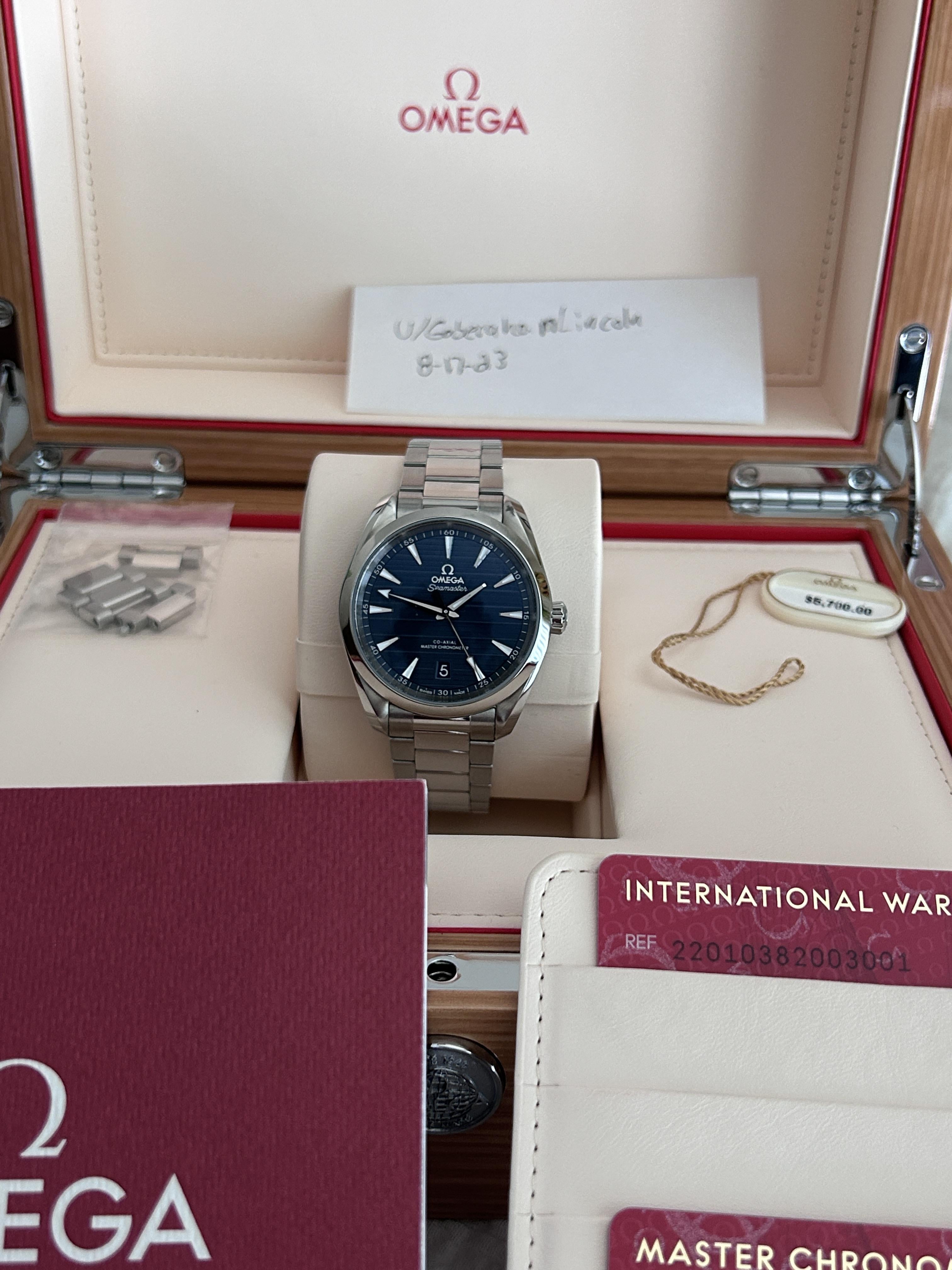 Omega Aqua Terra 150m Watch, 38mm blue Dial, 22010382003001