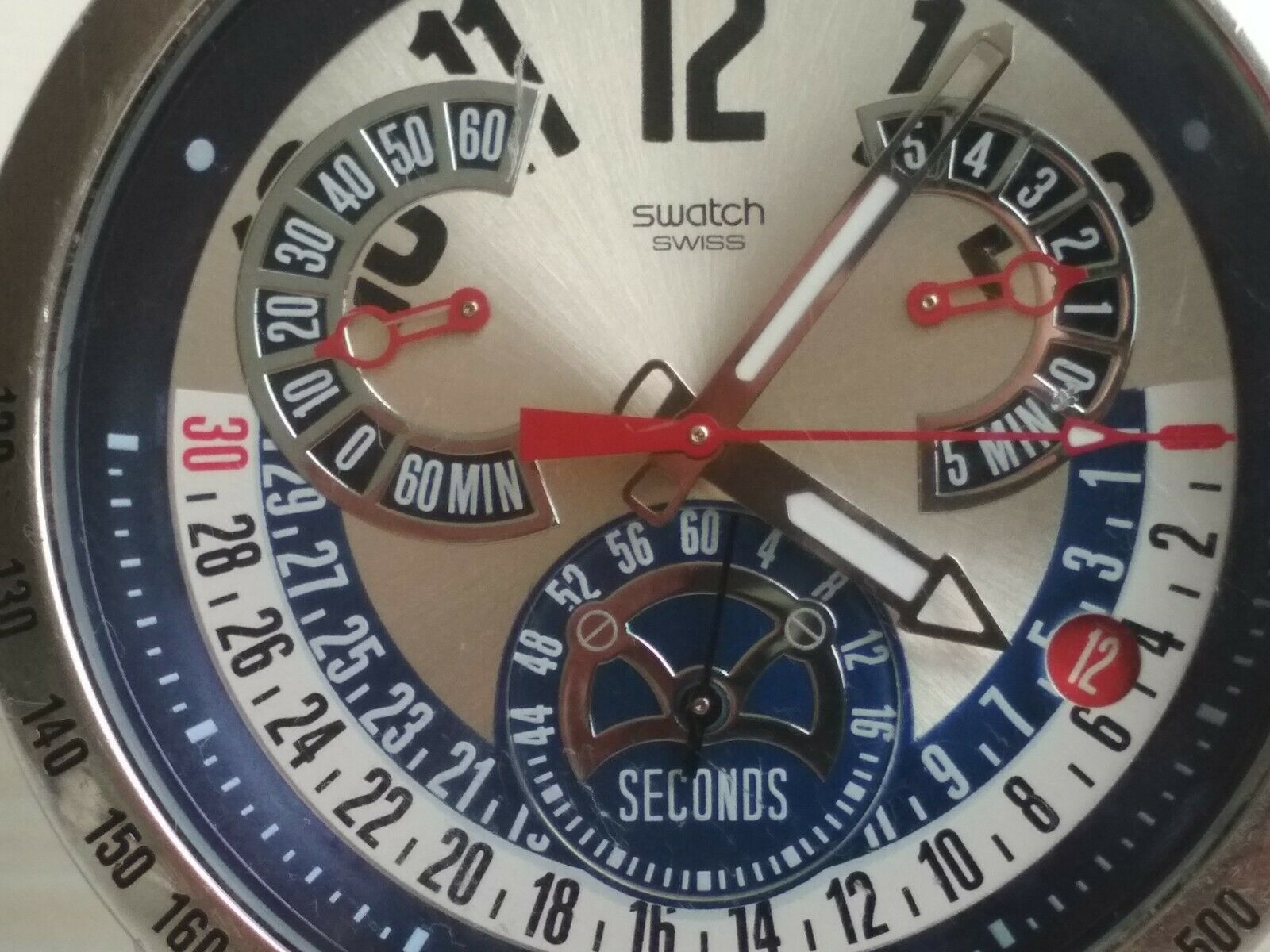 Swatch Irony / Swatch Retrograde Time Planner YRS408G 40 mm Chronograph  Watch | WatchCharts Marketplace