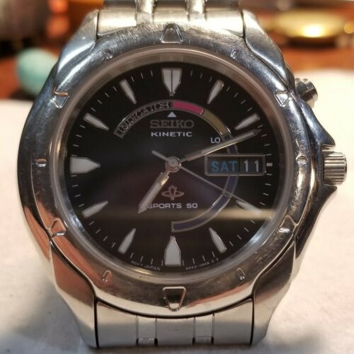 Seiko Kinetic 5M43-0B19 Power Reserve Indicator Wristwatch New Capacitor |  WatchCharts