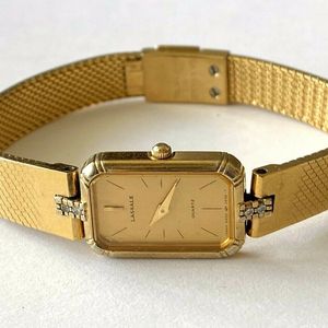 Vintage Seiko Lassale Quartz 8420 7449 Ladies Watch 4 Diamond Runs Gold  Tone | WatchCharts