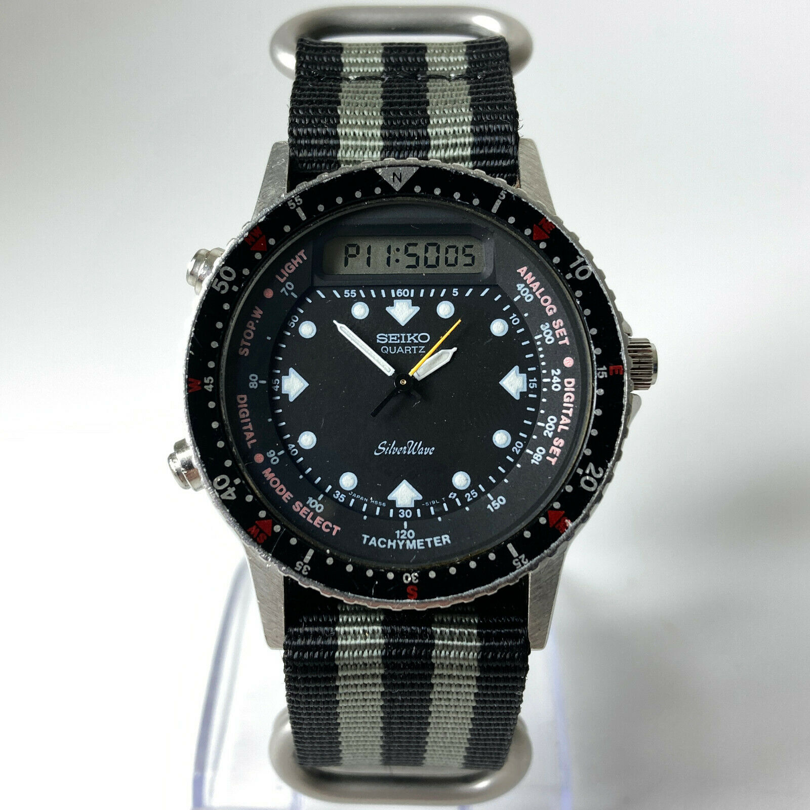 Vintage SEIKO H556-5100 Watch silver black digiana silverwave 