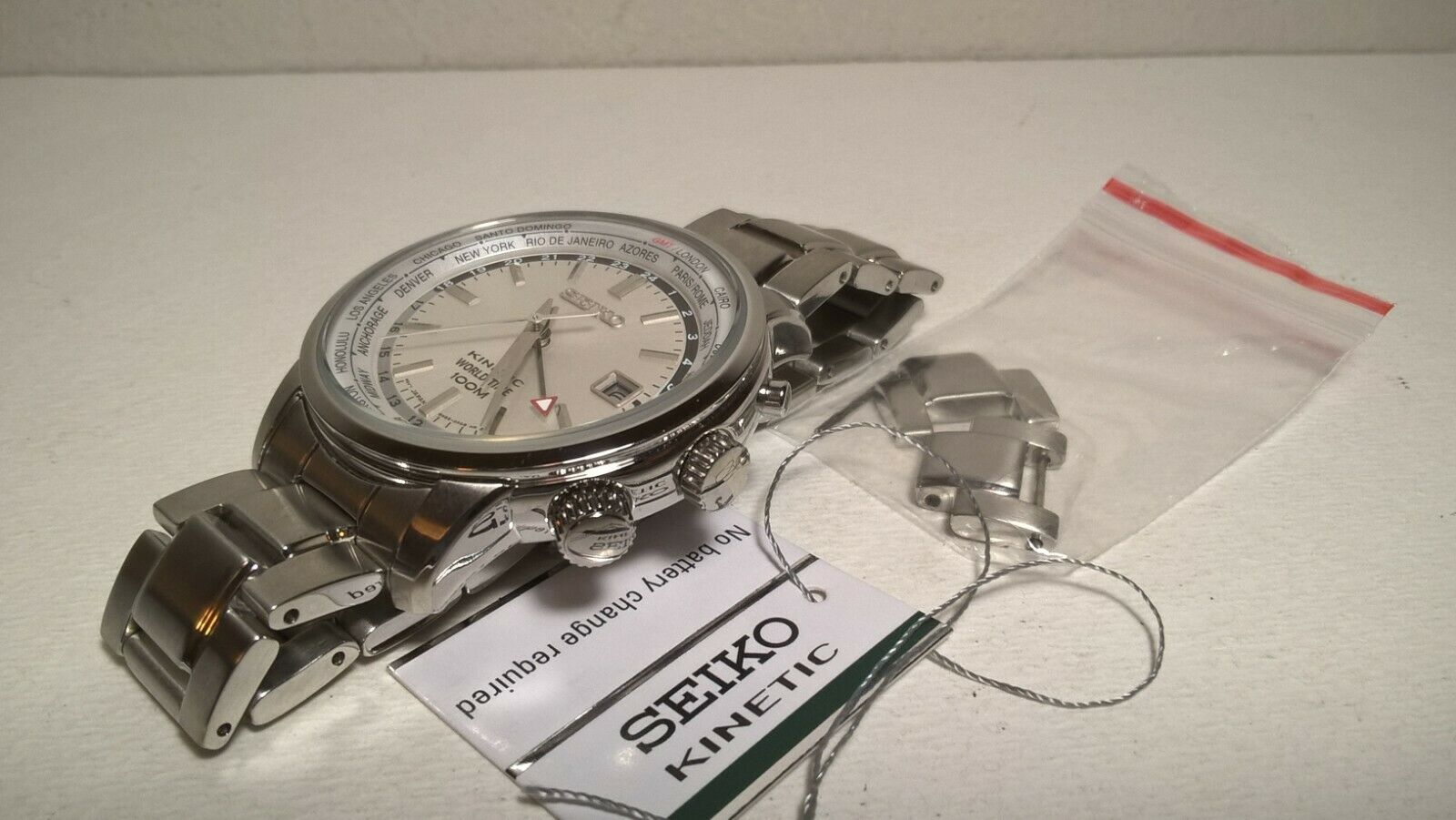 Mint Seiko 5m85 0af0 Sun067p1 Kinetic Gmt Word Time Watch Full Set Watchcharts