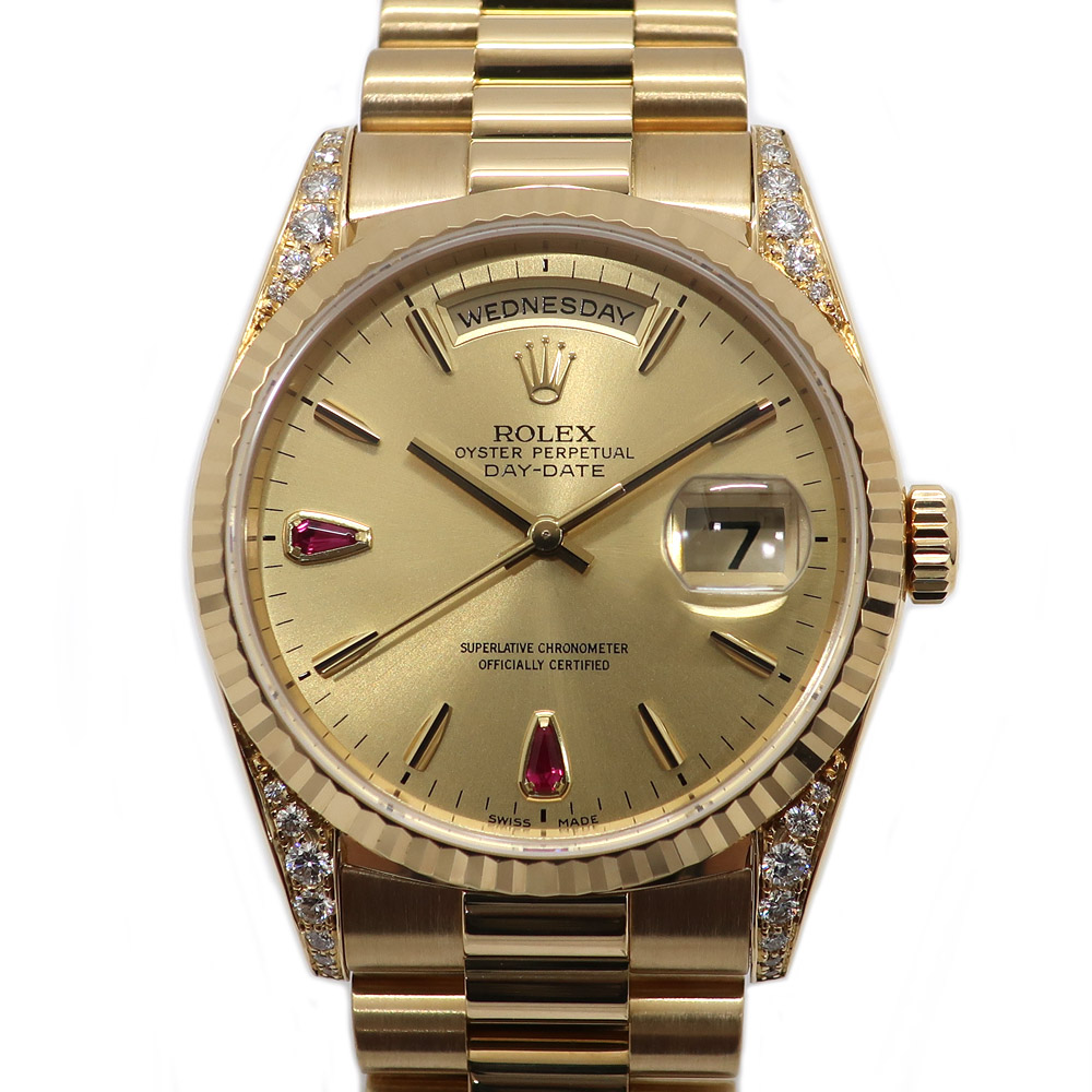 Tenpaku ROLEX Rolex day date lug diamond champagne 2P ruby