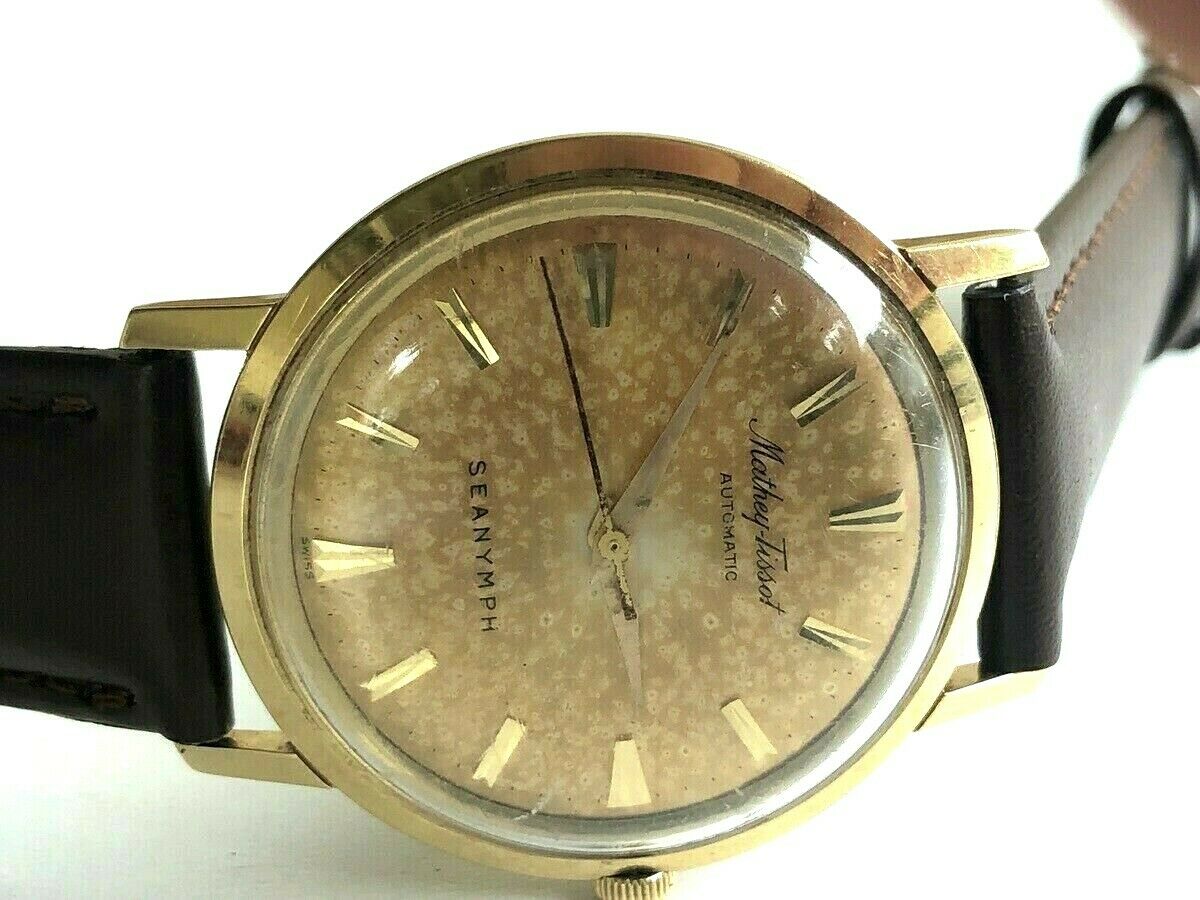 RARE 1960 s MATHEY TISSOT SEANYMPH AUTOMATIC 14K SOLID GOLD