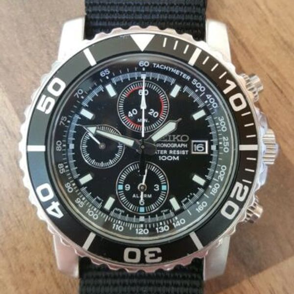 Seiko Daytona SNA225 Chronograph Alarm 7T62 0CV0 Diver Style Mens