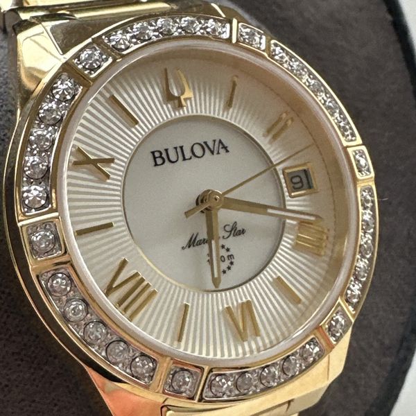 Bulova Marine Star Women's Quartz Gold-tone Diamond Accent 32MM Watch ...