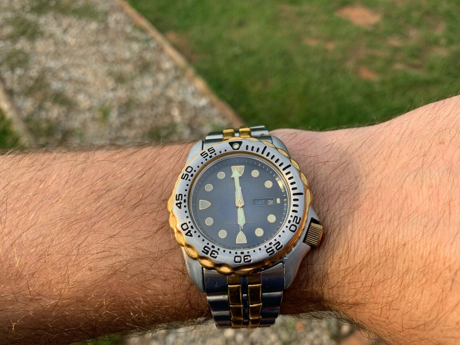 Seiko Diver's Watch 7N36-6A49 Two tone bracelet and bezel. SHC042 |  WatchCharts