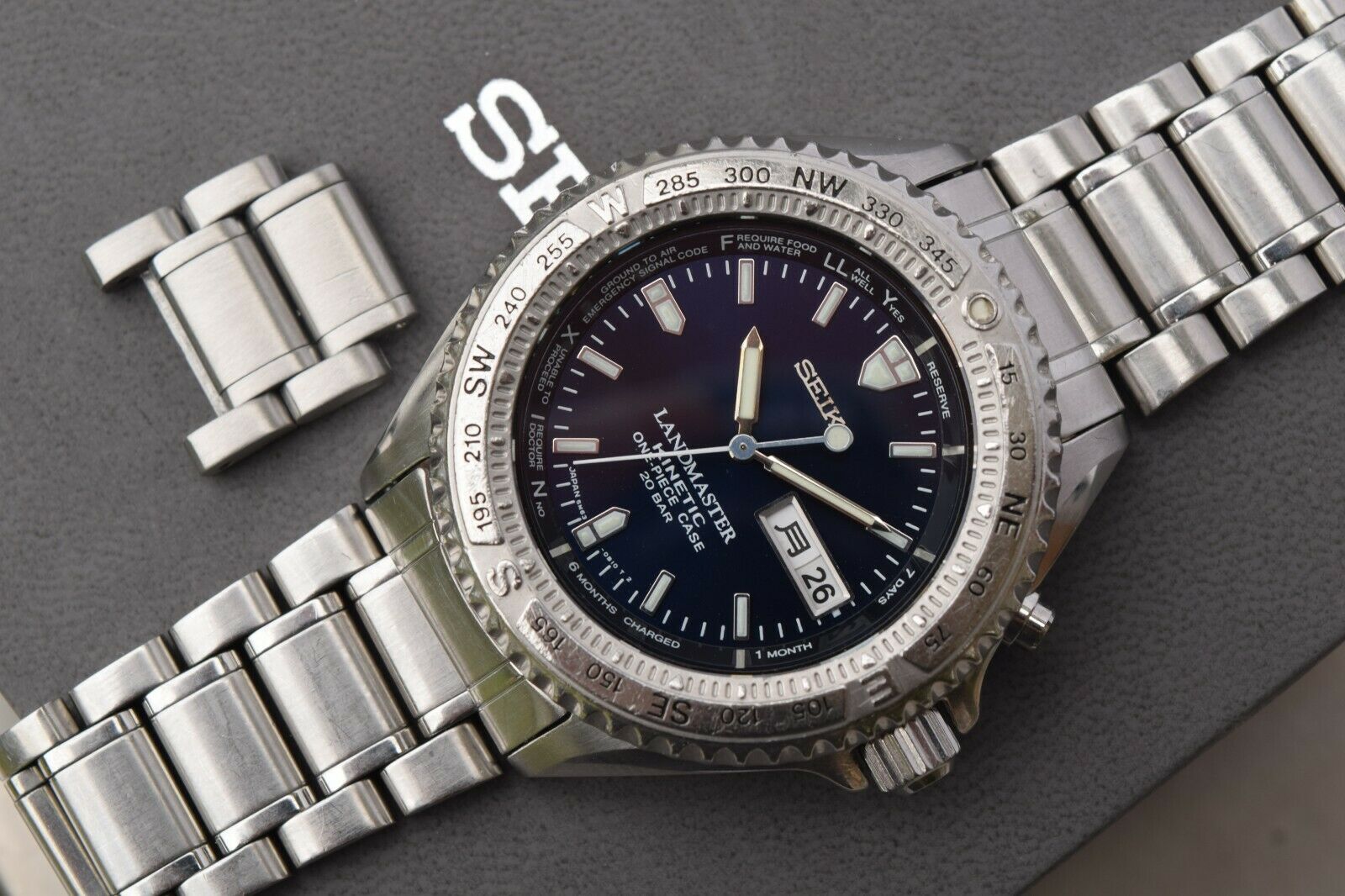 ＋SEIKO セイコー LANDMASTER Kinetic 腕時計 Seiko SBCW001 Kinetic Landmaster GMT Titanium for $539 for