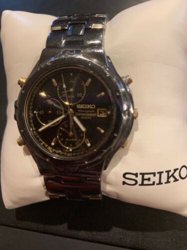 Vintage SEIKO 7T32 6M69 Chronograph Two Tone Stainless Steel Men s