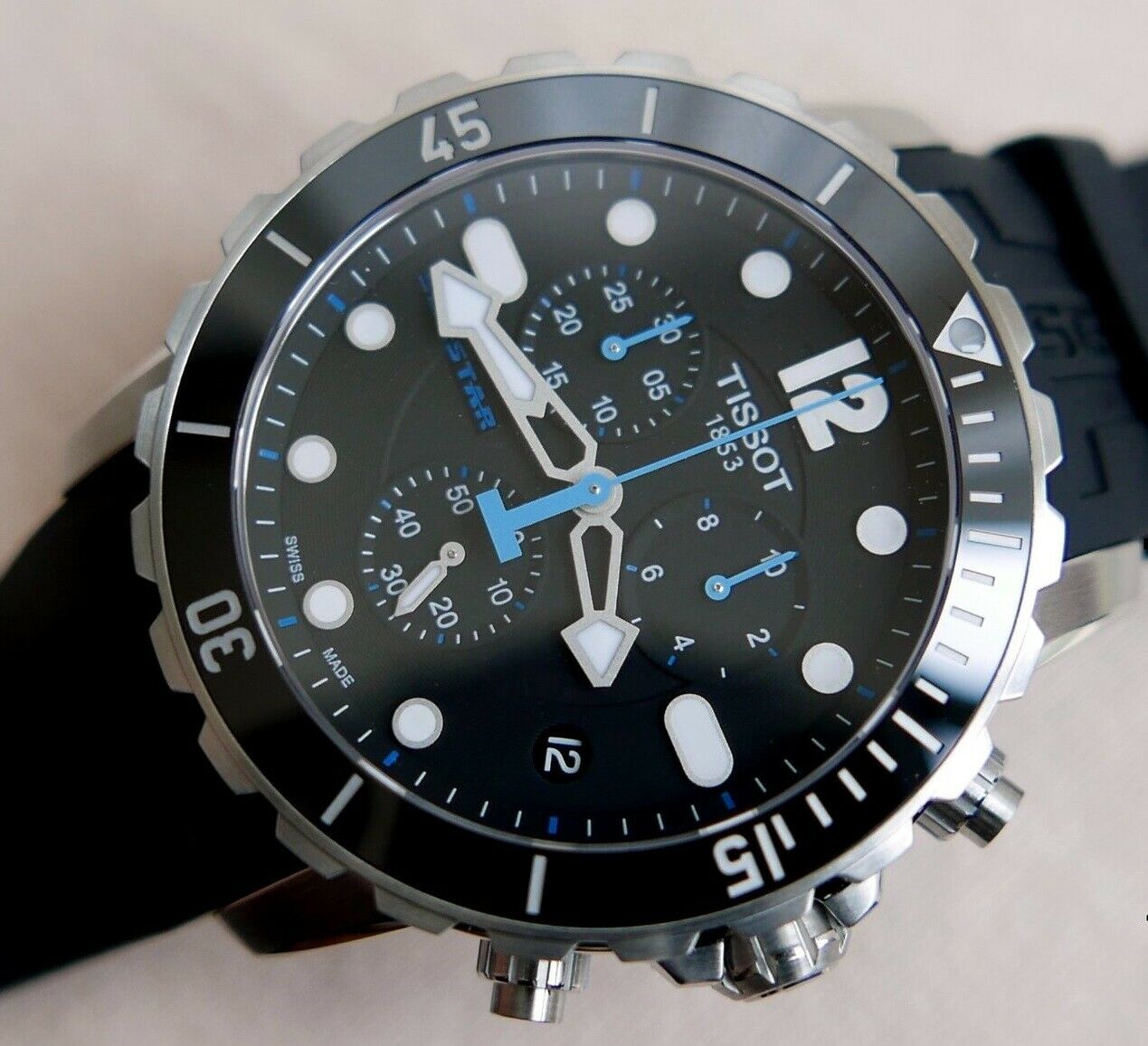 TISSOT Seastar 1000 Chronograph Black Dial Men s Watch T0664171705700 WatchCharts Marketplace