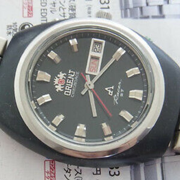 RARE VINTAGE ORIENT CHRONOACE RACER AUTOMATIC 27 JEWELS JAPAN