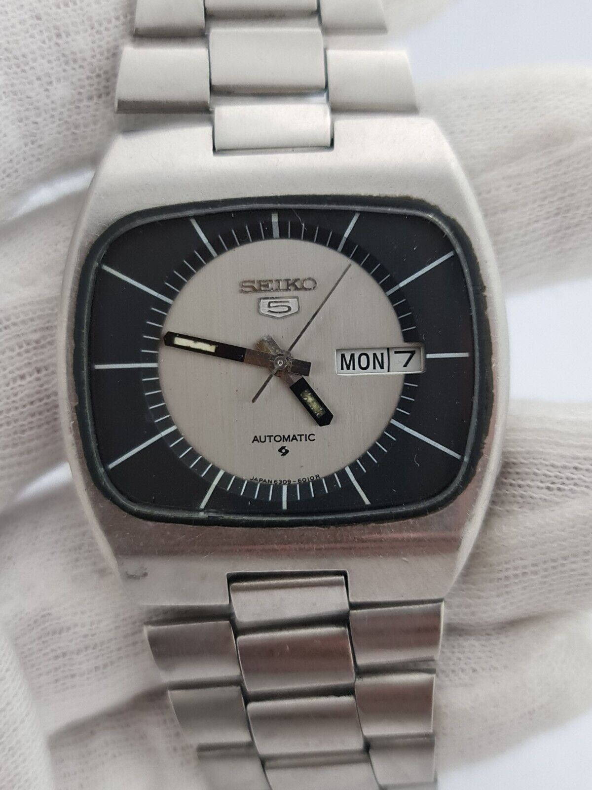 Vintage Seiko 5 Automatic 6309-6010 Japan Tv Shape Men,s Watch