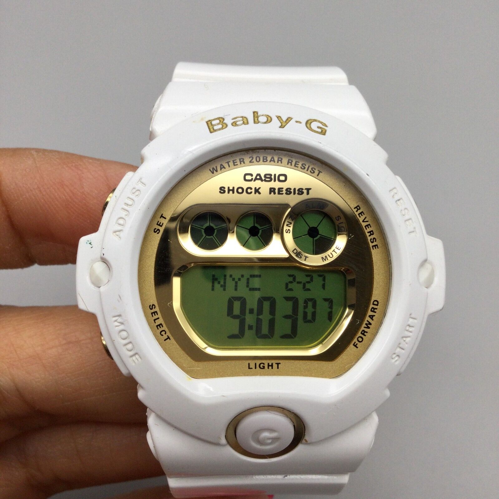 Casio Baby-G Digital Watch Women White Gold 200M Alarm 3297