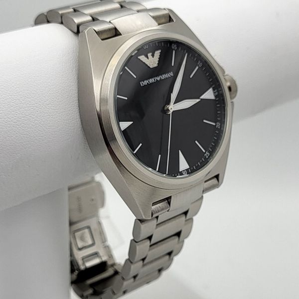 Emporio Armani AR11255 Men's Nicola Black Dial Stainless Steel Bracelet ...
