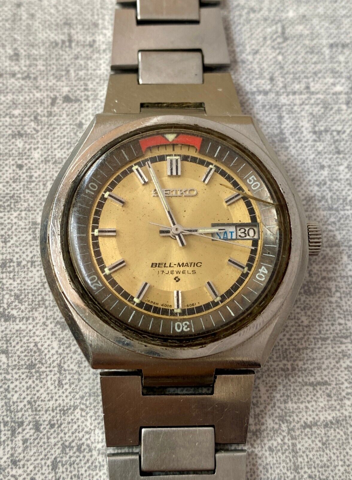 Seiko Bell Matic Automatic 4006 6040 Vintage Men s Watch Gold Dial