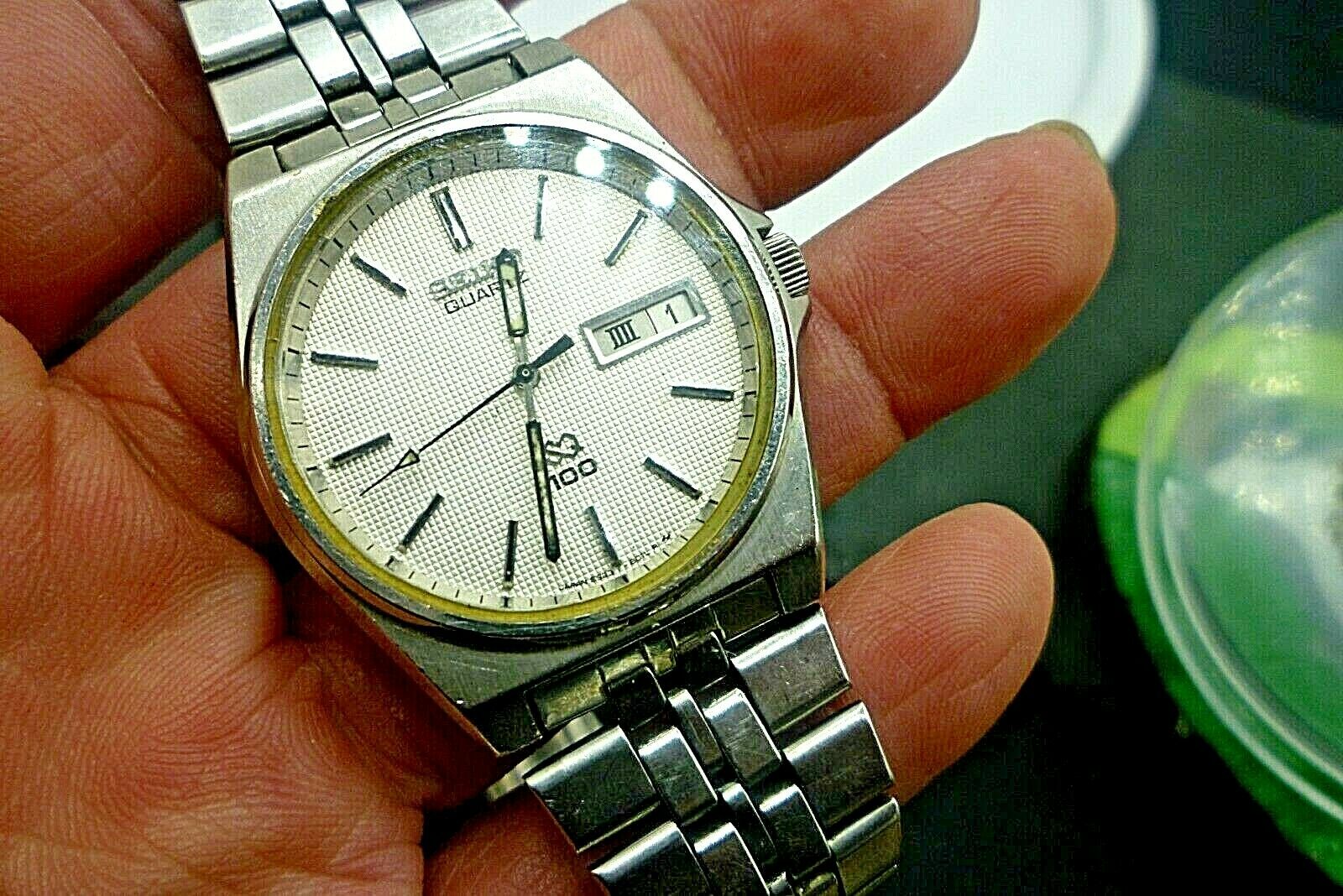 Mens 35mm SEIKO SQ100 2j Quartz 6923-8010 SS 7 1/2