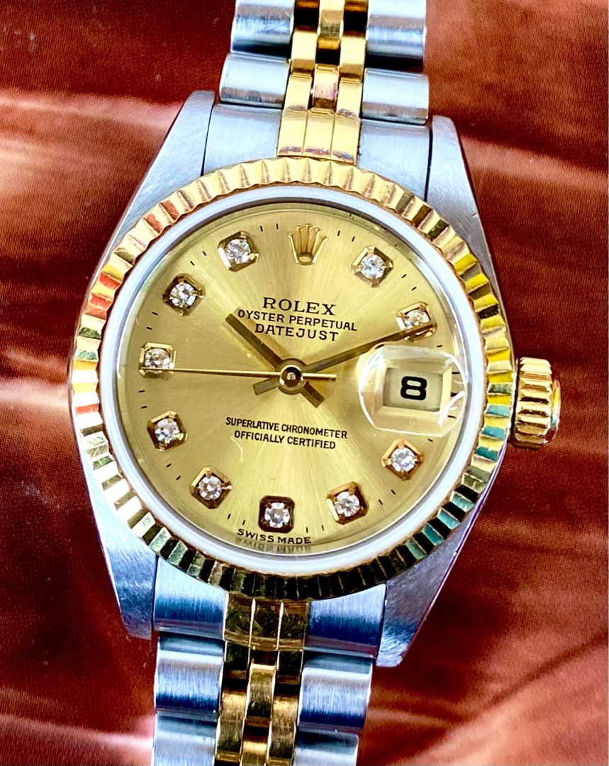 Clearance Sales Rolex 79173 Half Gold Diamond Gold Dial Lady Watch