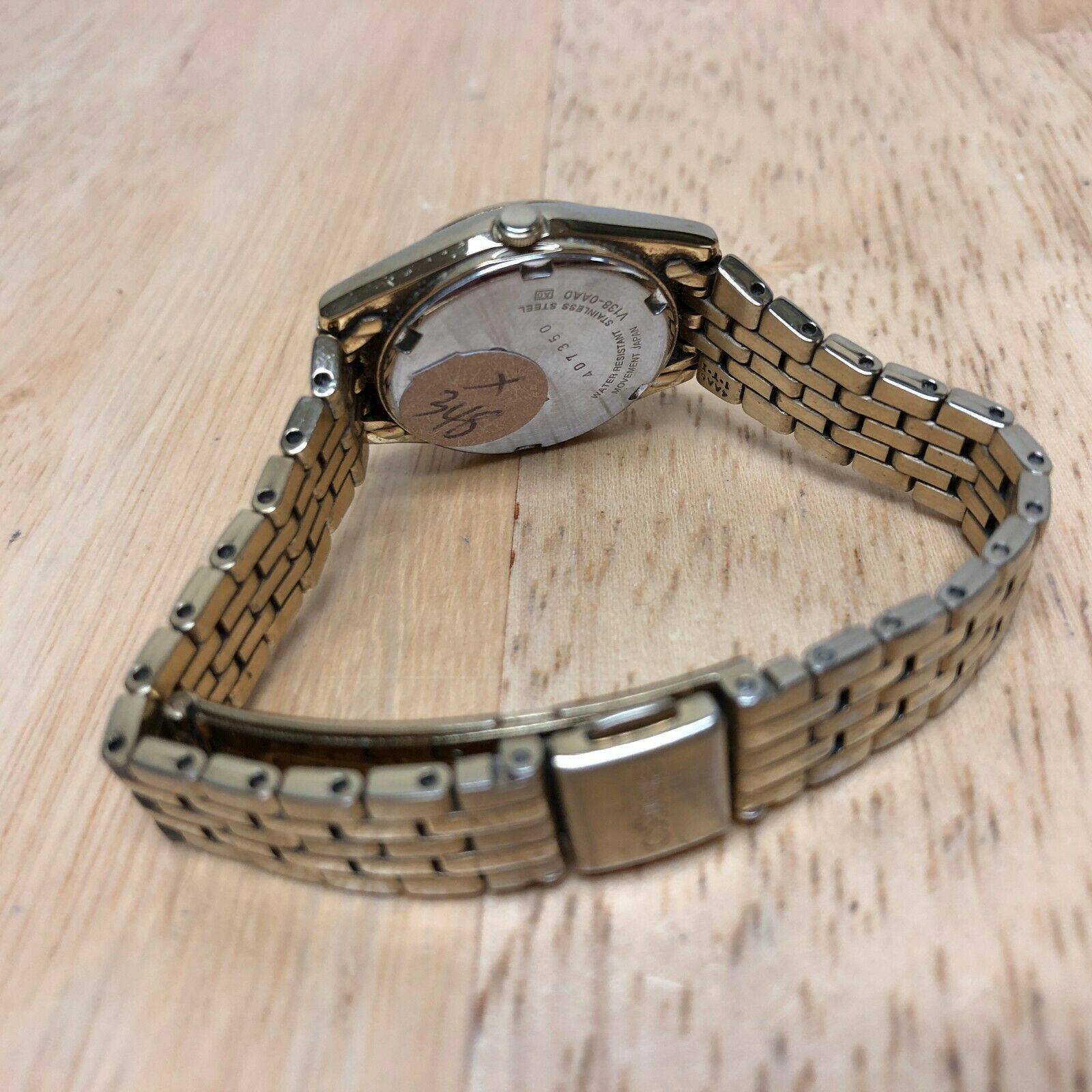 Seiko Solar V138-0AA0 Lady Gold Tone All Steel Analog Quartz