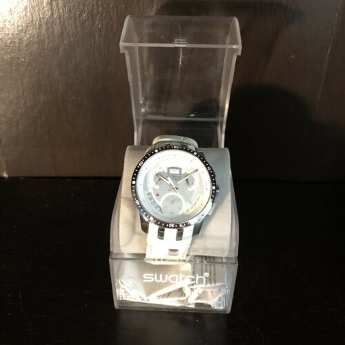 Swatch SR938SW White Leather 4 Jewels Quartz Swiss Watch New Battery Unisex  | WatchCharts