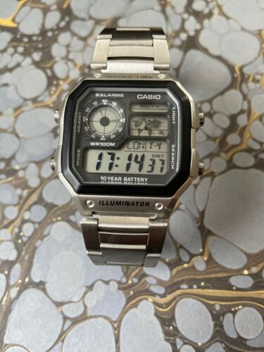 casio men's stainless steel world time illuminator watch