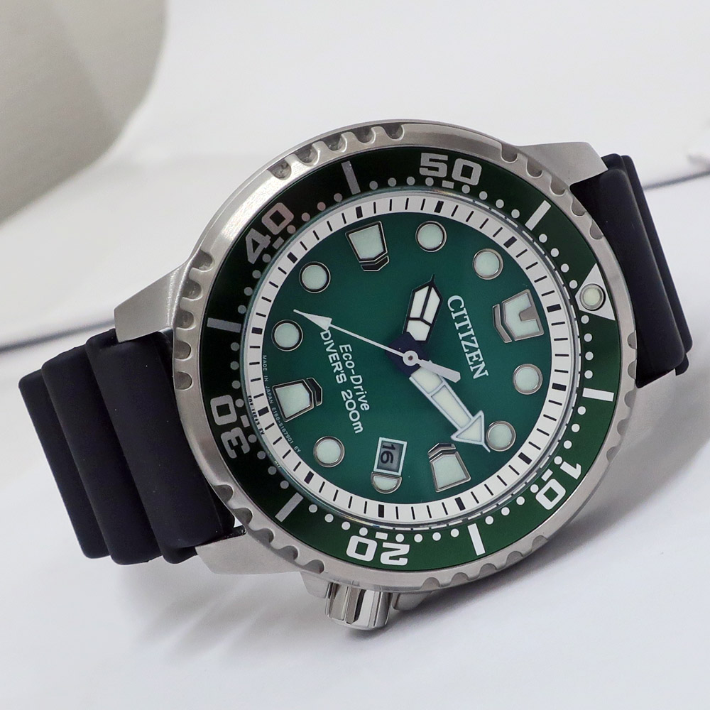 Sakae] [CITIZEN] Citizen Promaster BN0156-13W Eco-Drive Diver Solar Green  Green SS Rubber Men's Watch [Used] | WatchCharts