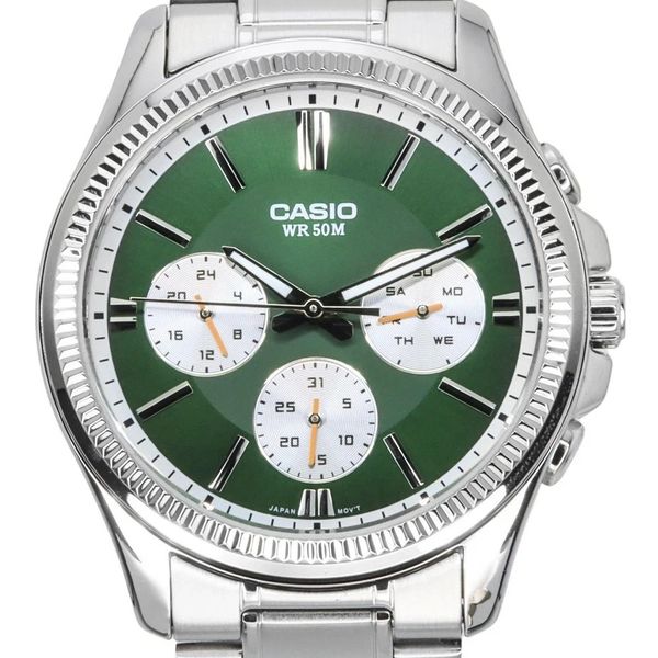 Casio Enticer Analog Stainless Steel Green Dial Quartz MTP-1375D-3A ...