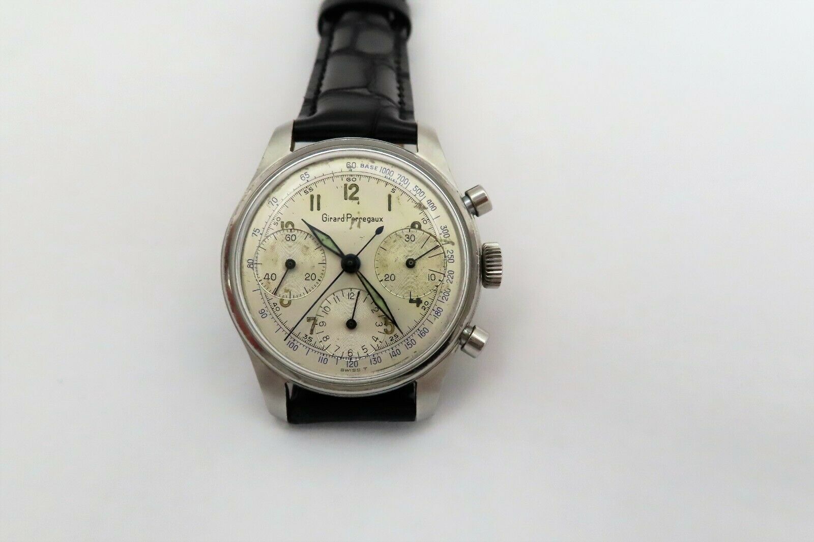 GIRARD PERREGAUX VINTAGE S/STEEL CHRONOGRAPH 36mm VALJOUX 72 IN GOOD ...