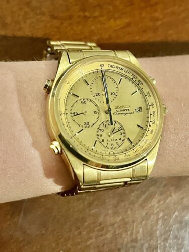 VINTAGE SEIKO 7T32 7A49 Chronograph Speedmaster Gold Plated Men s