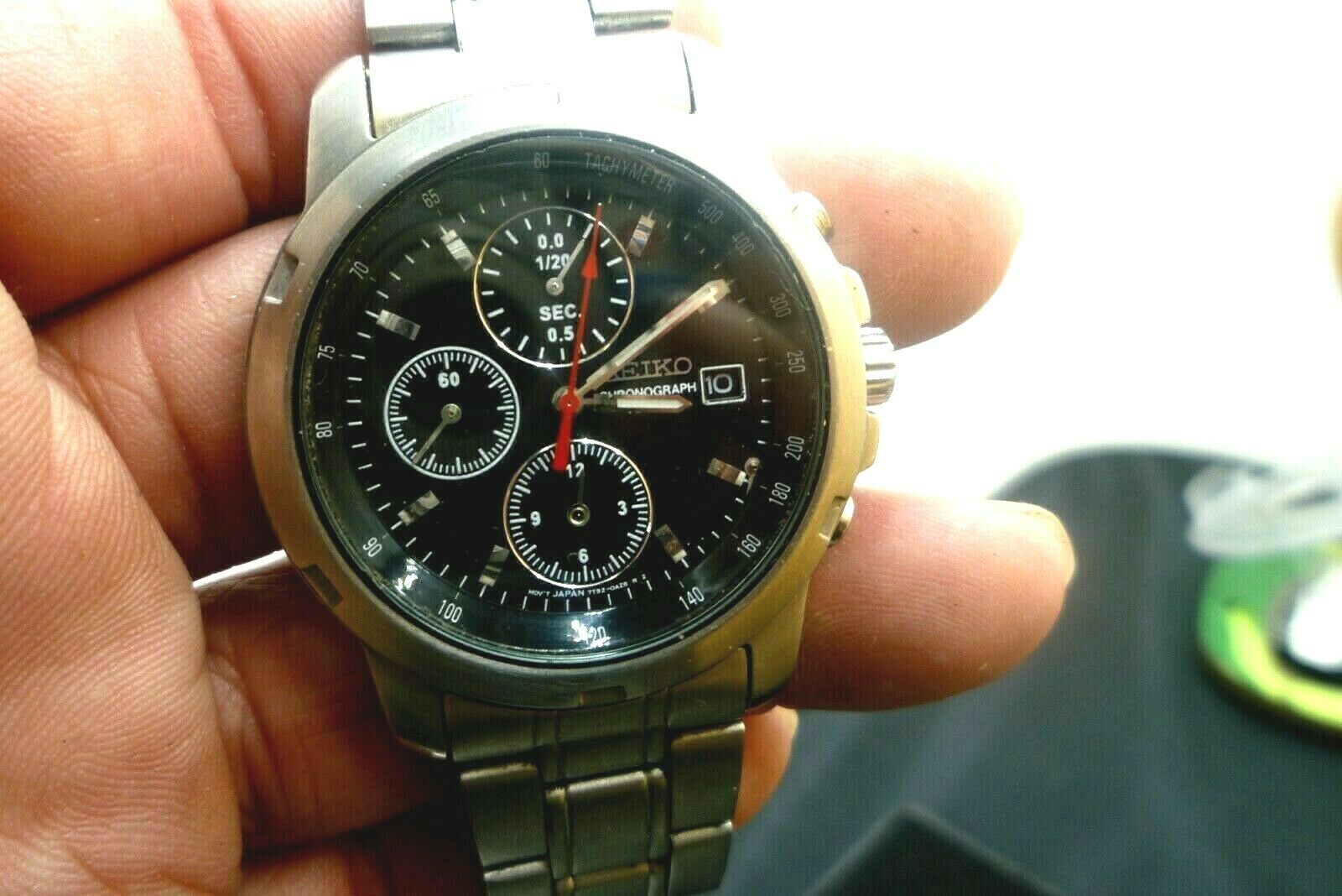 Mens 40mm SEIKO CHRONOGRAPH 100m 7T92 0BF0 Quartz 8