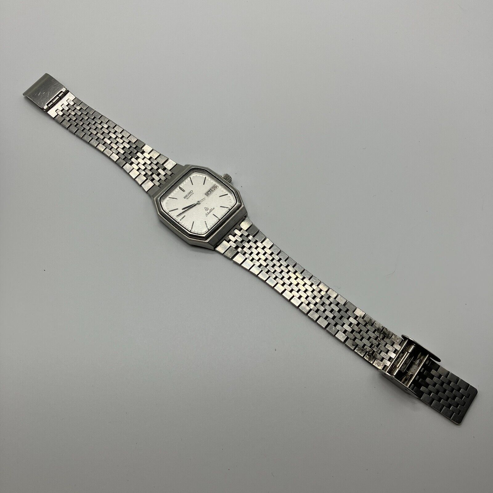 Seiko 5933-5120 Silver Wave Men's Quartz Watch Stainless Steel