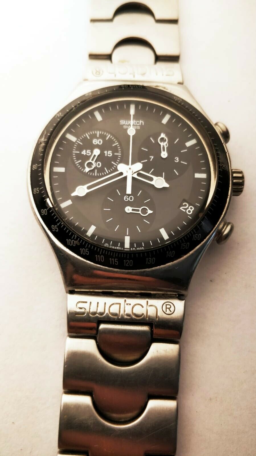 VINTAGE SWATCH AG-1999 IRONY Chrono Quartz St. Steel Men's