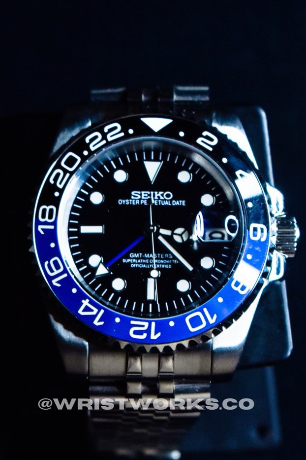 Seiko Mod GMT-Master II Submariner Black Watch - GMT Watch