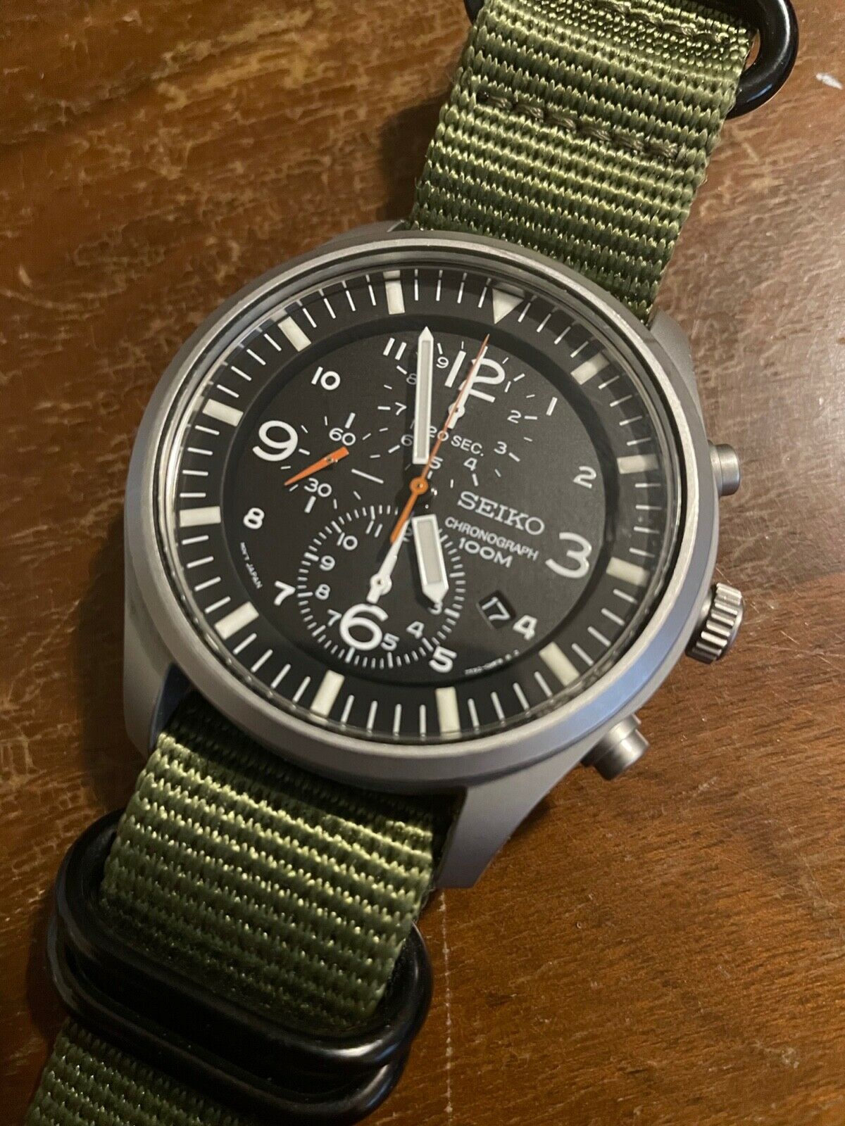 Seiko 7T92-0JS0 Chronograph Nylon Strap Quartz Analog Men's Watch