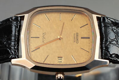 Vintage 1982 [Exc+5] Seiko Dolce 9522-5010 Date Gold Dial Qz Men's