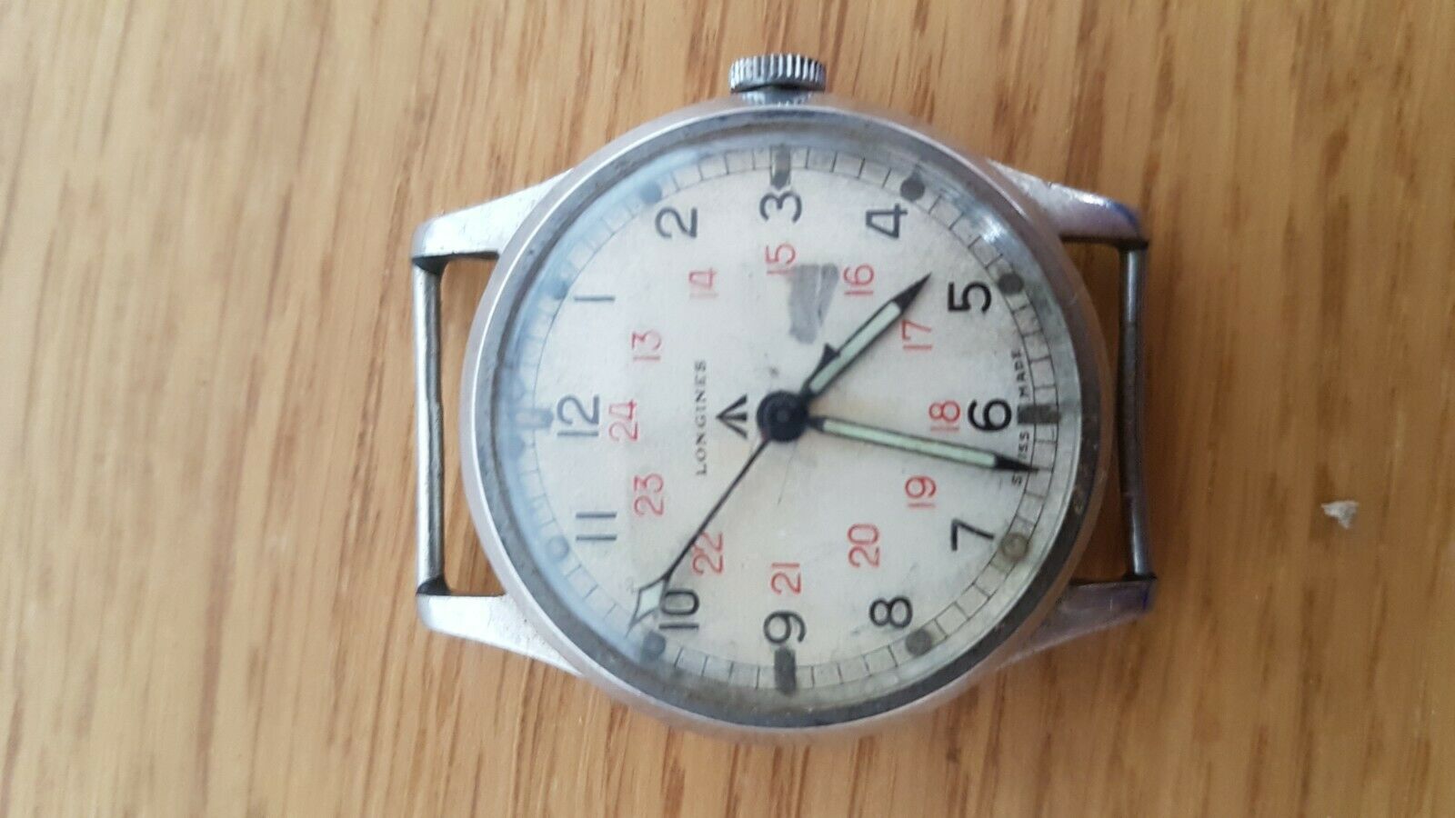 Vintage military watch longines wristwatch 24hr dial dennison