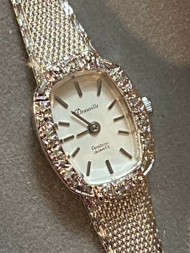 Vintage Deauville Armitron Womens Diamonds Watch 25/4961 R 751 Silver Need Batry Vintage Deauville Armitron Diamond Watch Women Gold Tone a-x  main image 4