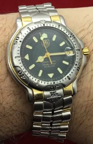 TAG HEUER 6000 SERIES AUTOMATIC STAINLESS STEEL 18K GOLD WATCH