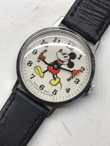 Vintage Mickey Mouse Mens Wrist Watch 34mm 1970s Bradley Fat Boy