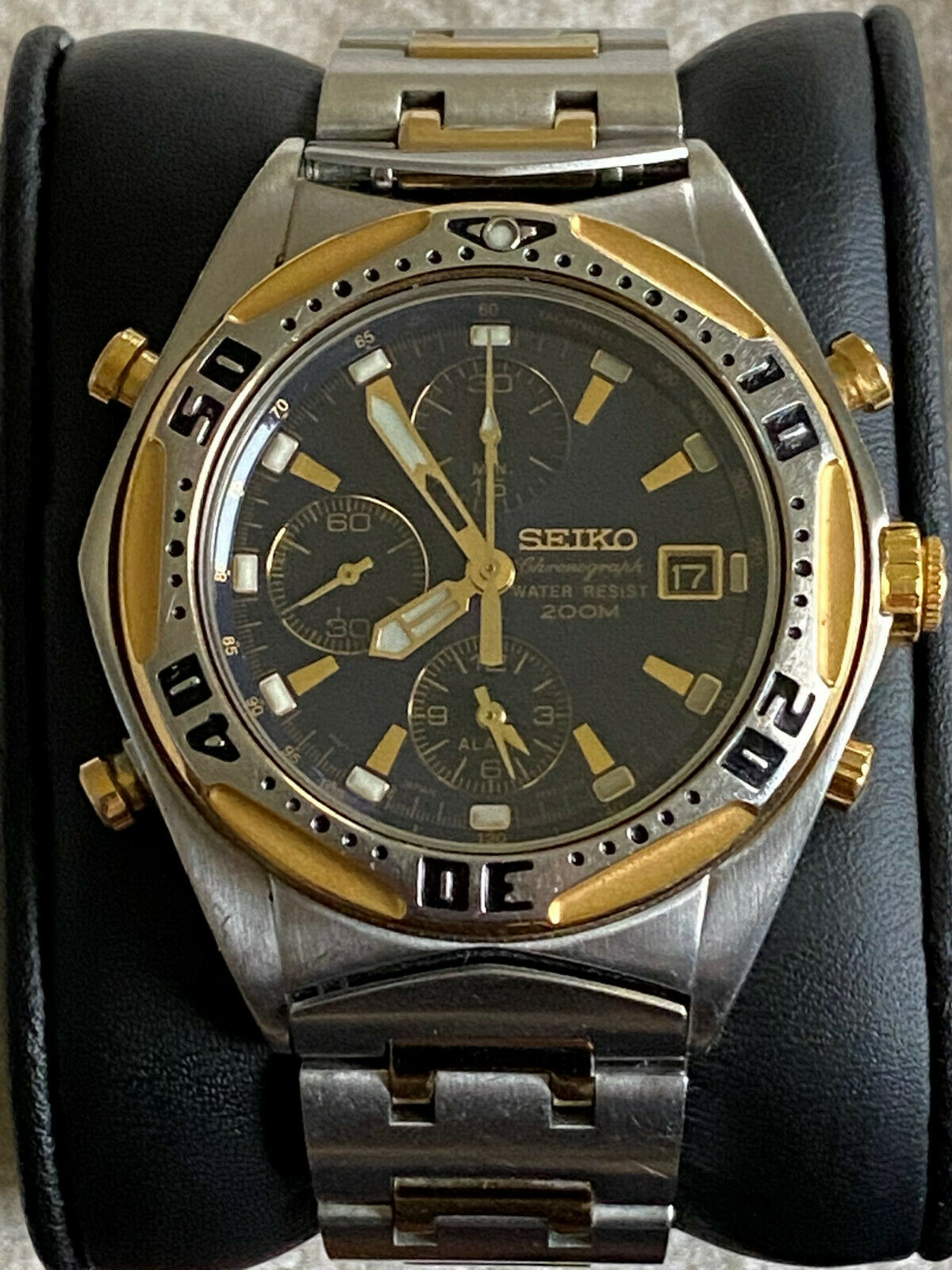 RARE Vintage Seiko 7T32 6L90 Chronograph Water Resistant