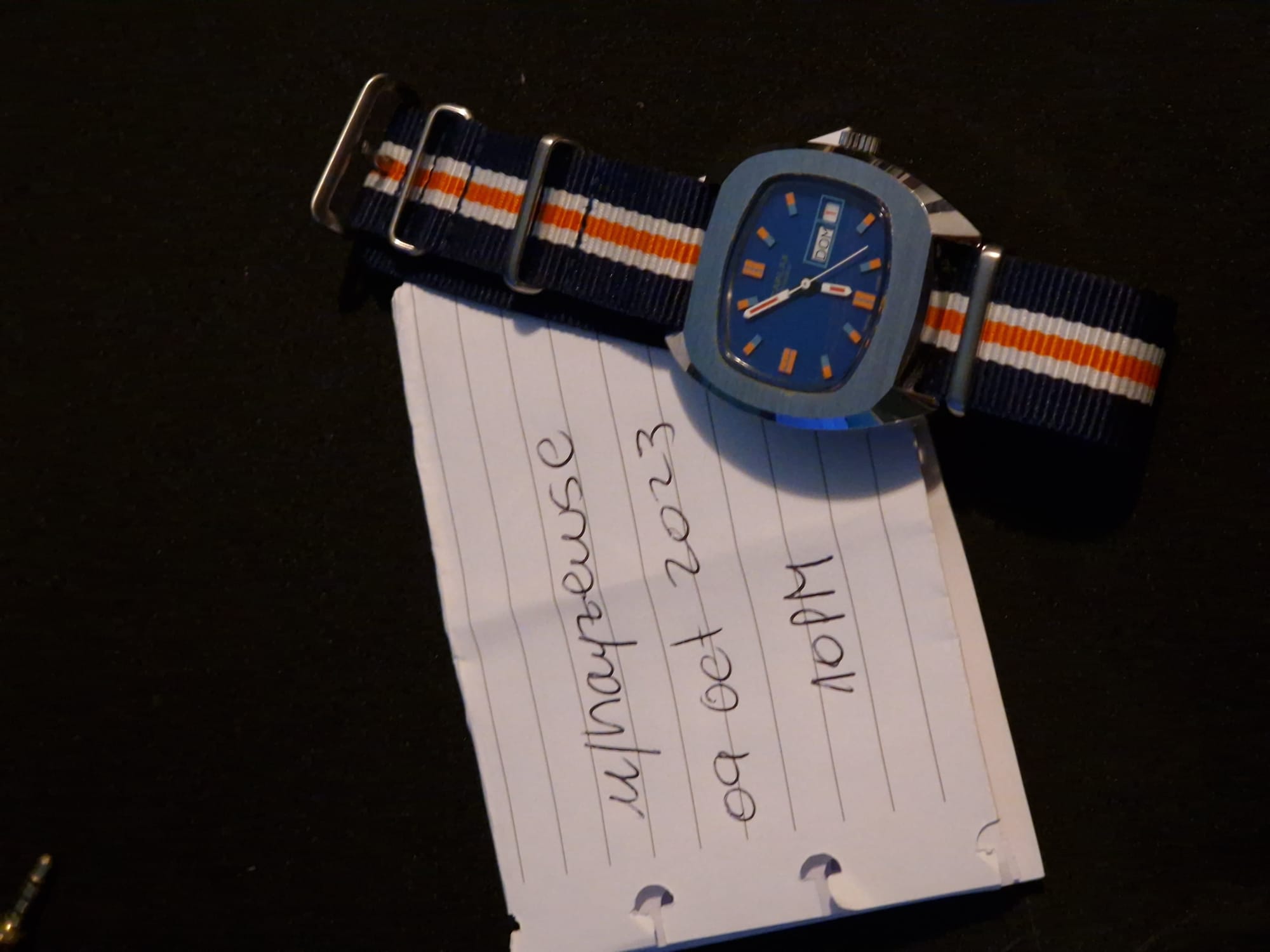 WTS Vintage Carlax 17 Rubis Blue Orange Cal. Ronda 1217 21 80