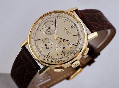 VINTAGE LONGINES CHRONOGRAPH 18K GOLD VALJOUX 72 726 ALL