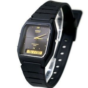 Casio Aw 48he 1a Black Unisex Watch Dual Time Resin Band Analog Digital Aw 48 Watchcharts